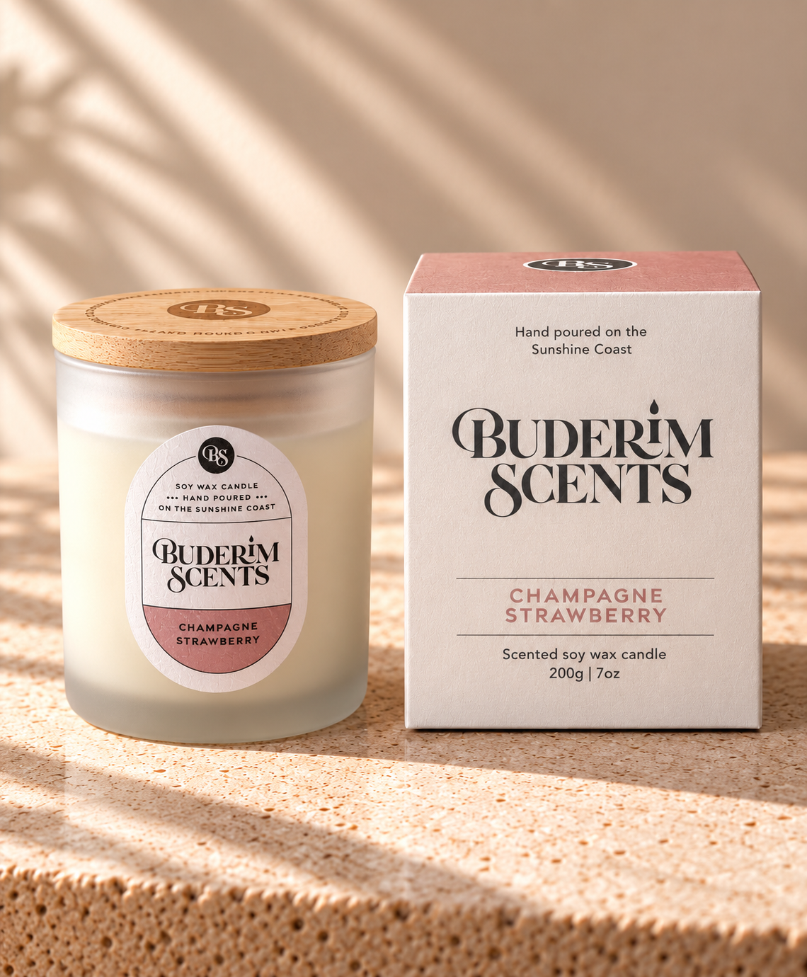 Champagne Strawberry Soy Wax Candle