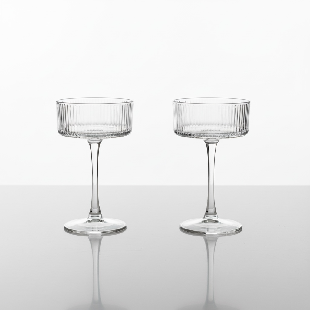 Ribbed Coupe Cocktail Glasses