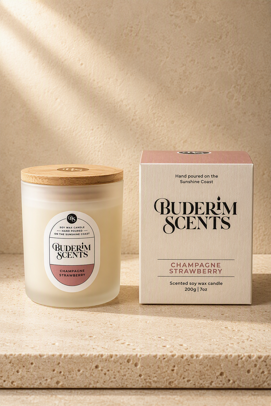 Champagne Strawberry Soy Wax Candle
